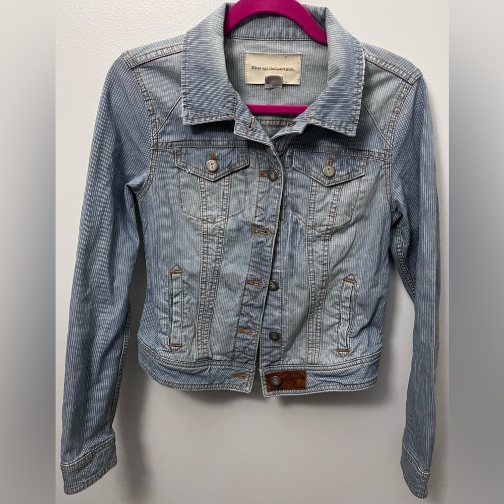 Pilcro and the Letterpress Light Blue Distressed Railroad Denim Jacket